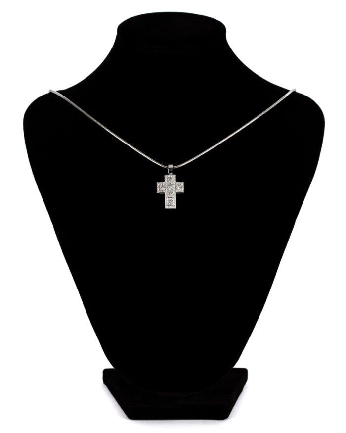 Cruciulita din aur alb de 18k cu diamante naturale 2.8ct