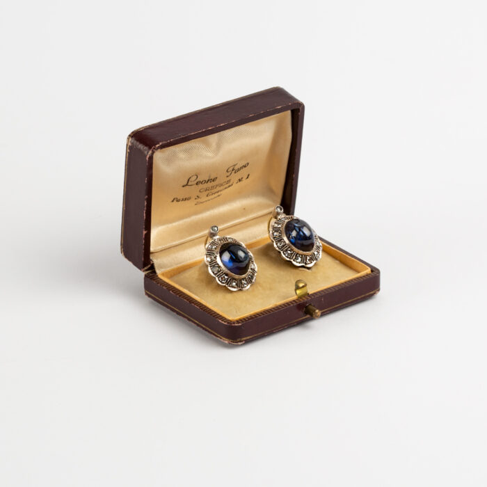 Cercei din aur de 14k cu safir si diamante