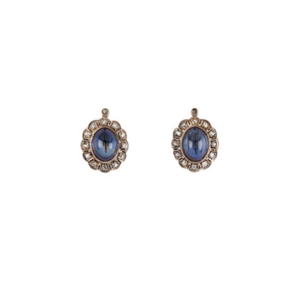 Cercei din aur de 14k cu safir si diamante