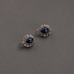 Cercei din aur de 14k cu safir si diamante