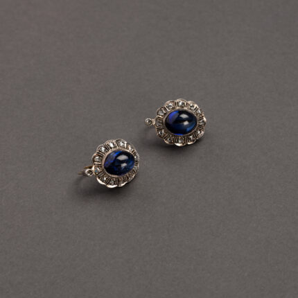 Cercei din aur de 14k cu safir si diamante
