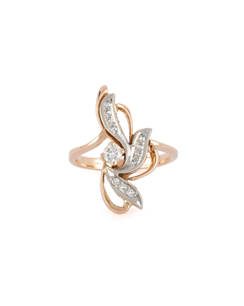 Inel din aur de 14k si platina cu diamante naturale