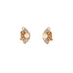 Cercei clips vintage din aur de 18k cu perlute si diamante naturale