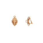 Cercei clips vintage din aur de 18k cu perlute si diamante naturale