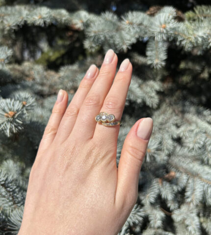 Inel vintage din aur de 18k cu diamante naturale