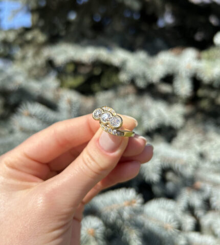 Inel vintage din aur de 18k cu diamante naturale