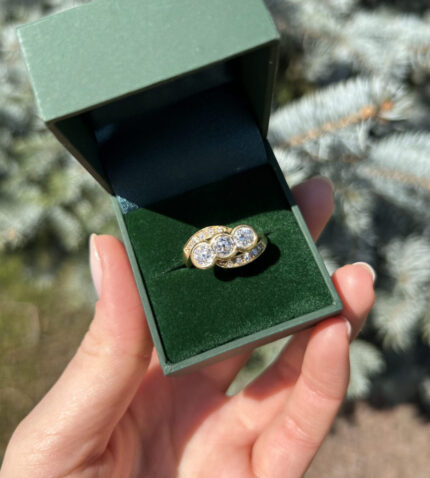 Inel vintage din aur de 18k cu diamante naturale