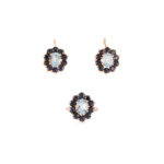 Set cercei si inel din aur roz de 14k cu topaz si safire naturale