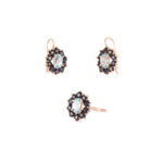 Set cercei si inel din aur roz de 14k cu topaz si safire naturale
