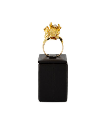 Inel cu dragon din aur de 14k cu smaralde si diamante naturale