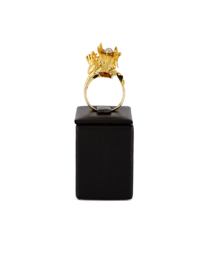 Inel cu dragon din aur de 14k cu smaralde si diamante naturale
