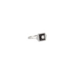 Inel Art Deco in aur alb de 14k cu onix si diamant natural