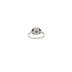 Inel Art Deco in aur alb de 14k cu onix si diamant natural