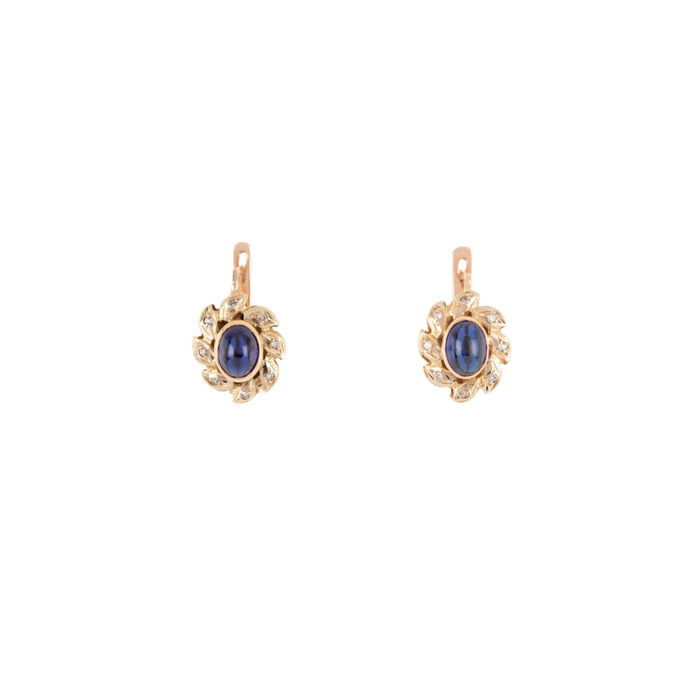 Cercei aur roz de 14k cu safire si diamante naturale