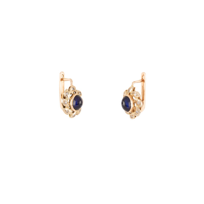 Cercei aur roz de 14k cu safire si diamante naturale