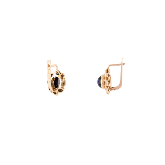 Cercei aur roz de 14k cu safire si diamante naturale