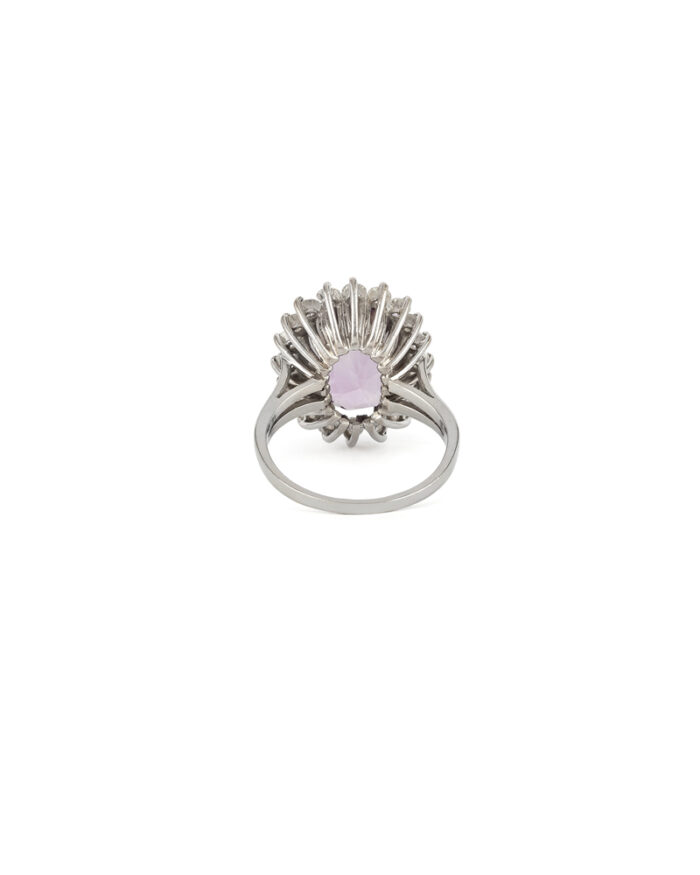 Inel din aur alb de 18k cu ametist si diamante naturale