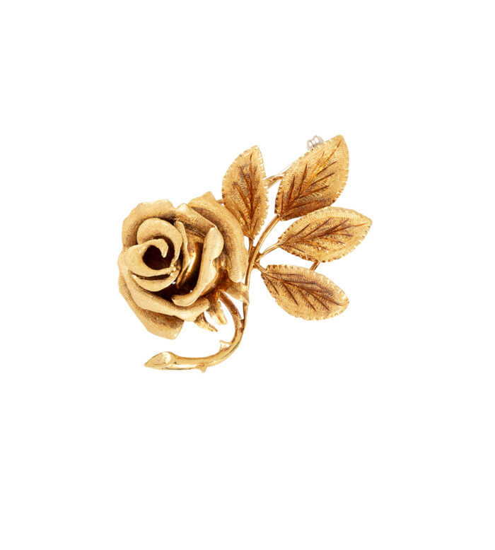 Brosa - pandant trandafir vintage din aur de 18k