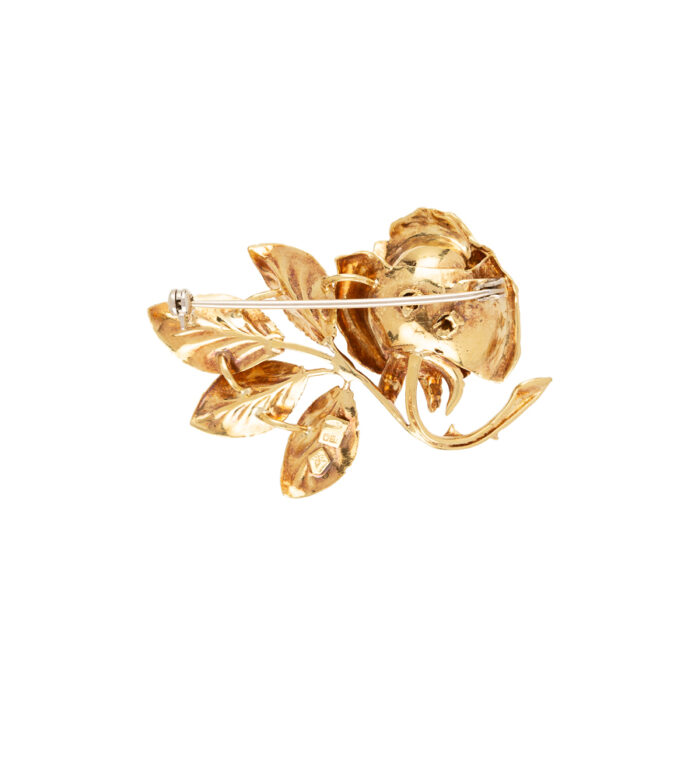 Brosa - pandant trandafir vintage din aur de 18k