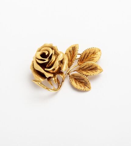 Brosa - pandant trandafir vintage din aur de 18k
