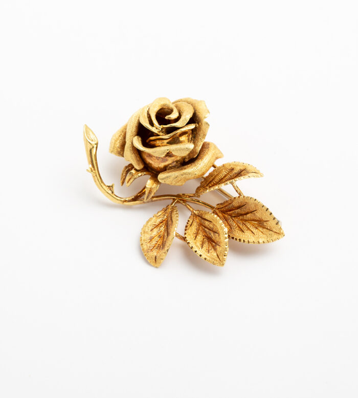 Brosa - pandant trandafir vintage din aur de 18k
