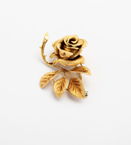 Brosa - pandant trandafir vintage din aur de 18k