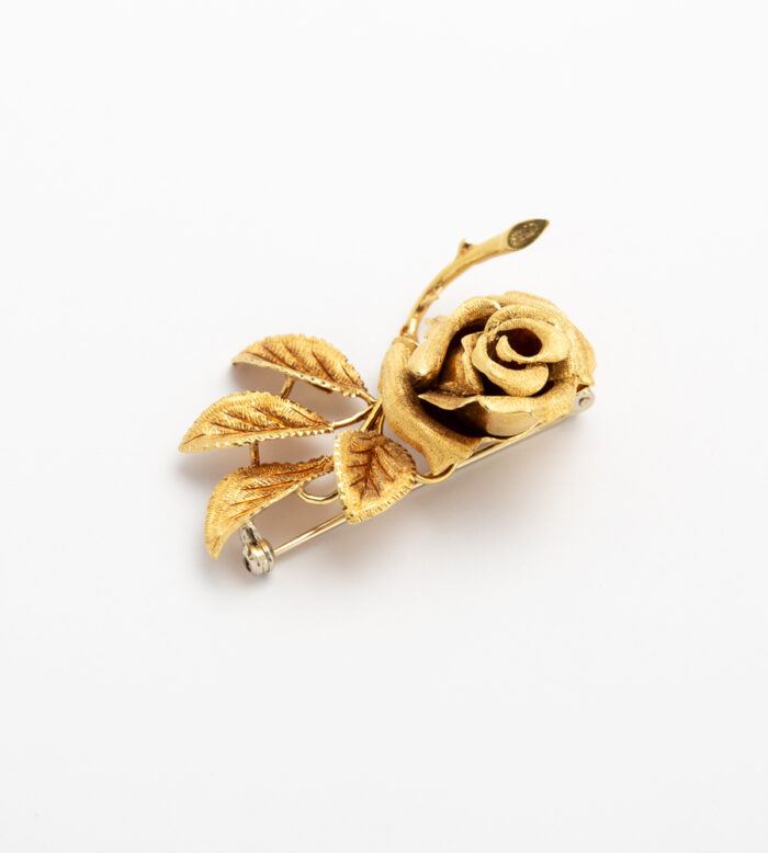 Brosa - pandant trandafir vintage din aur de 18k