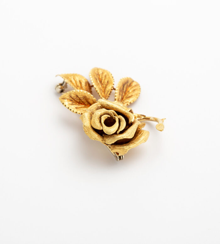 Brosa - pandant trandafir vintage din aur de 18k