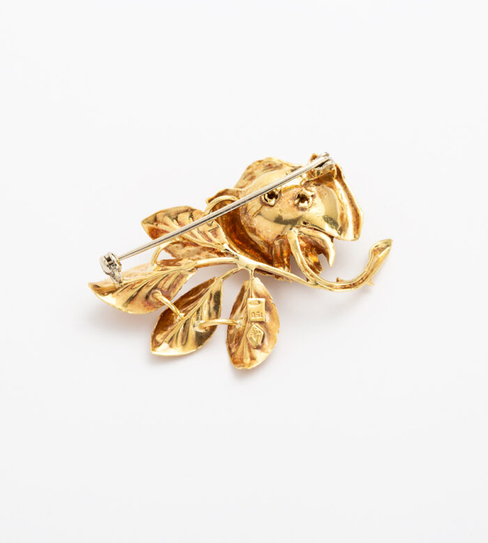 Brosa - pandant trandafir vintage din aur de 18k