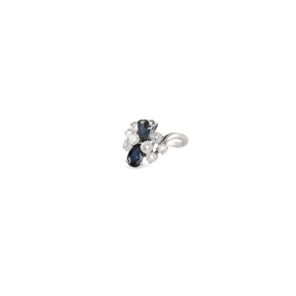 Inel din aur alb de 18k cu safire si diamante naturale