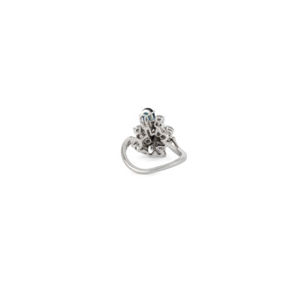 Inel din aur alb de 18k cu safire si diamante naturale