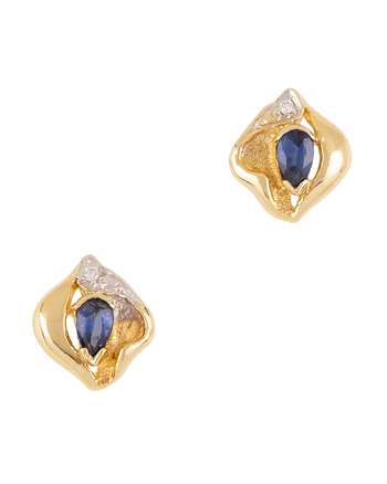 Cercei vintage din aur de 18k cu safire naturale