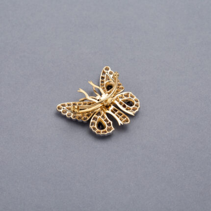 Fluturas din aur de 18k si platina cu safire si diamante naturale