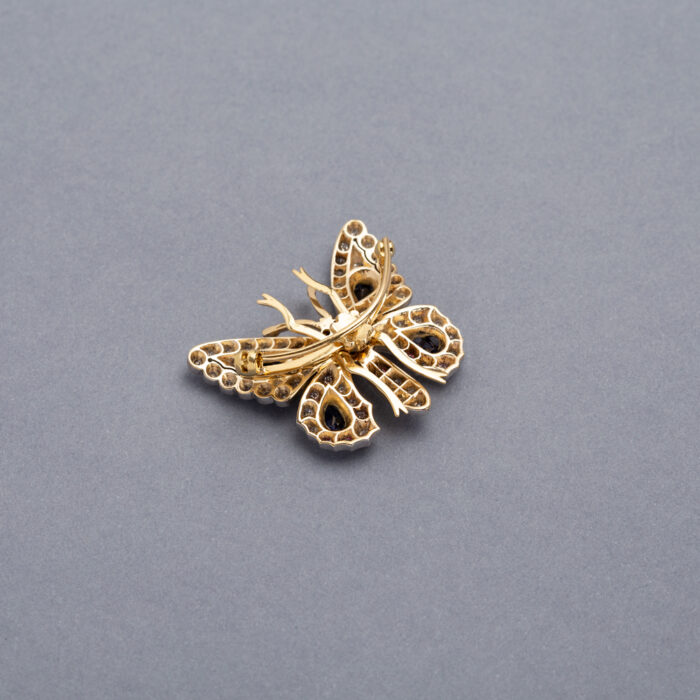Fluturas din aur de 18k si platina cu safire si diamante naturale