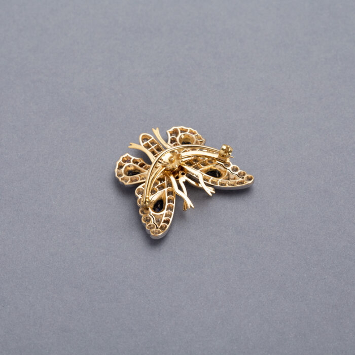 Fluturas din aur de 18k si platina cu safire si diamante naturale