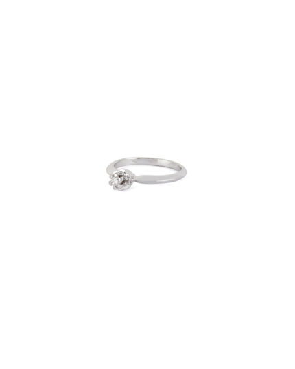 Inel solitar din aur alb de 18k cu diamant natural