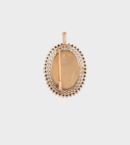Brosa-pandant vintage din aur de 14k cu email
