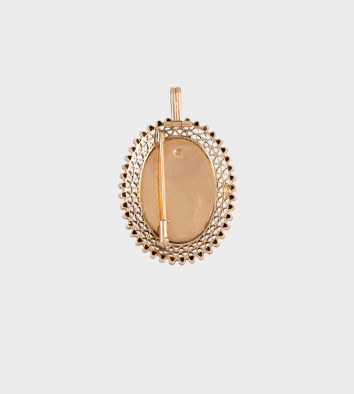 Brosa-pandant vintage din aur de 14k cu email