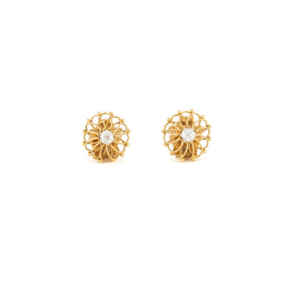 Cercei vintage din aur de 18k cu diamante naturale