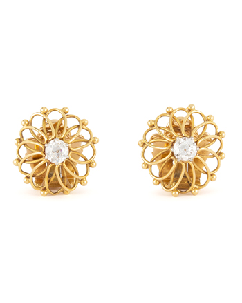 Cercei vintage din aur de 18k cu diamante naturale