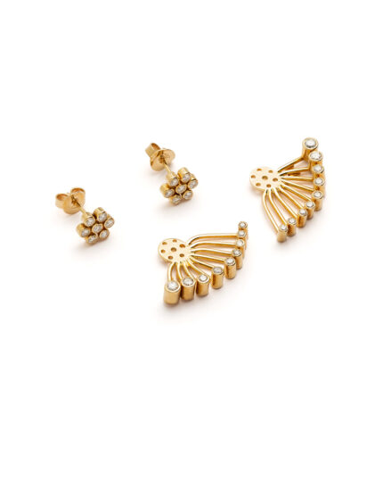 Cercei 2 in 1 din aur de 18k cu diamante naturale