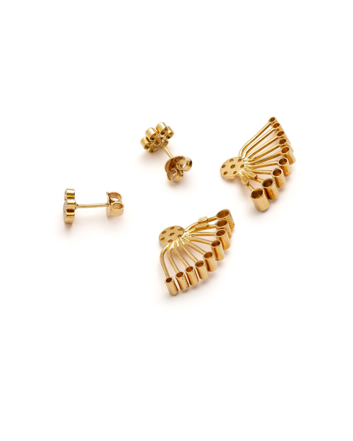 Cercei 2 in 1 din aur de 18k cu diamante naturale