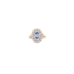 Inel vintage din aur de 18k cu safir si diamante naturale