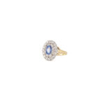 Inel vintage din aur de 18k cu safir si diamante naturale