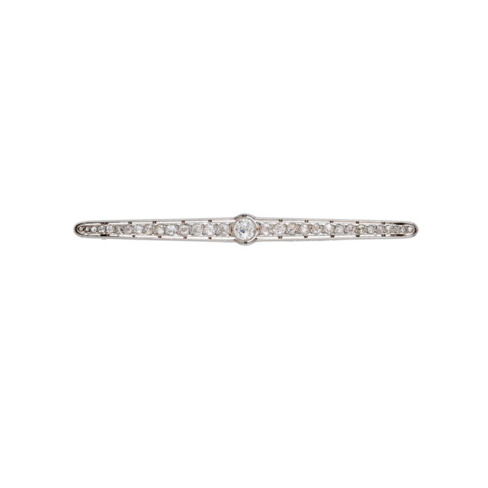 Brosa vintage din platina si aur de 18k cu diamante naturale