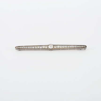 Brosa vintage din platina si aur de 18k cu diamante naturale