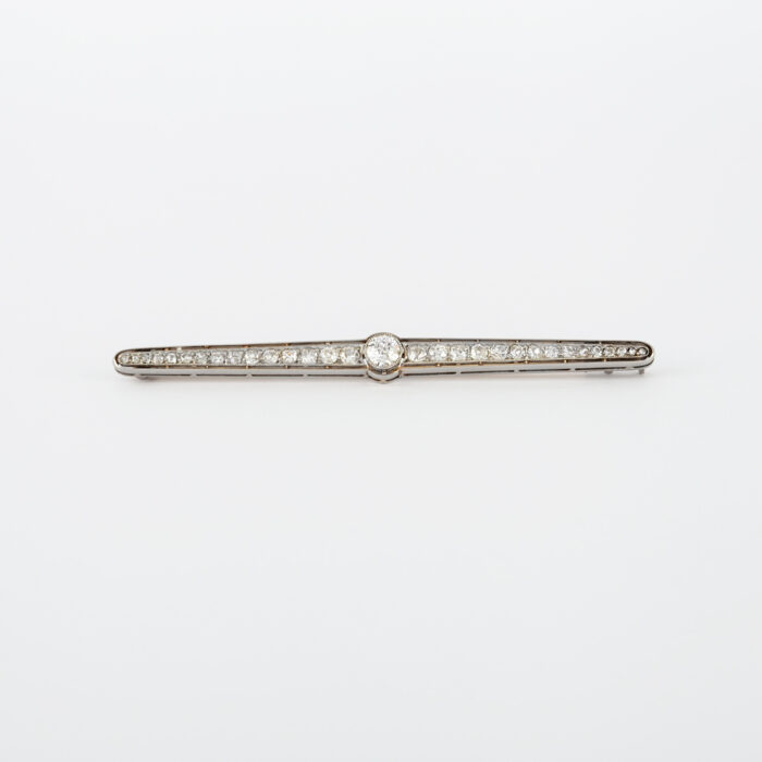 Brosa vintage din platina si aur de 18k cu diamante naturale