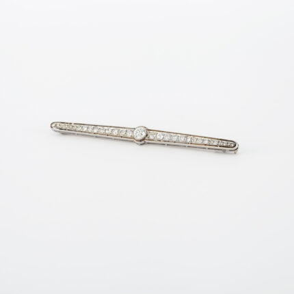 Brosa vintage din platina si aur de 18k cu diamante naturale