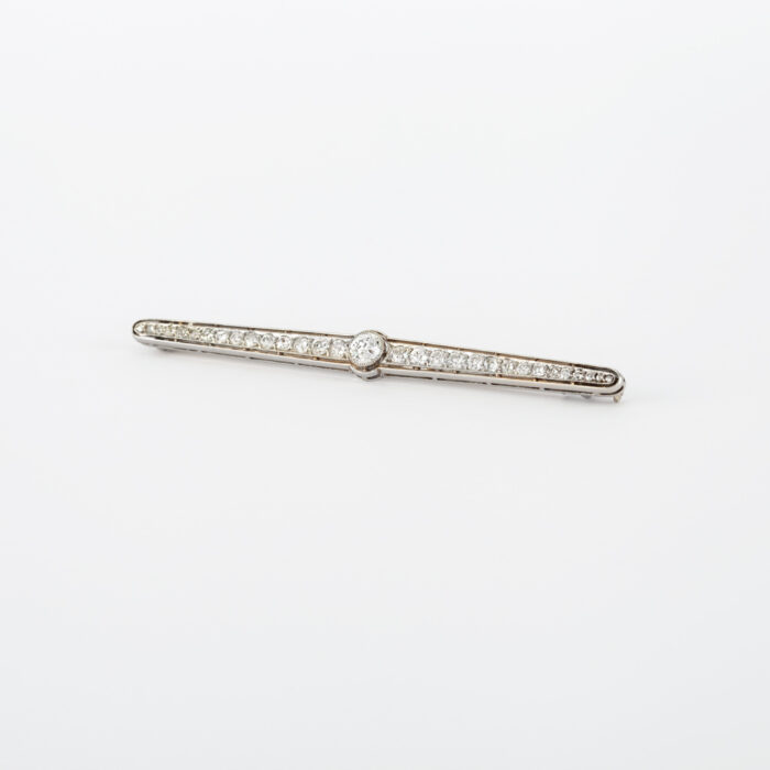 Brosa vintage din platina si aur de 18k cu diamante naturale