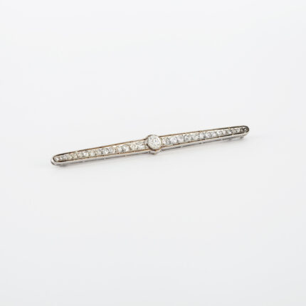Brosa vintage din platina si aur de 18k cu diamante naturale